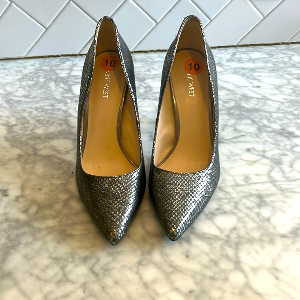 Metallic Snakeskin Nine West Heels